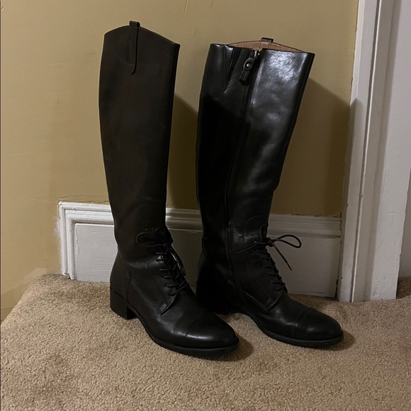 Joan & David Dark Brown Knee-High Lace-Up Boots - Picture 2 of 4